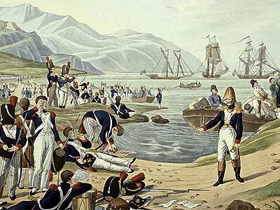 Napoléon débarque à Golfe Juan en provenance de l'Ile d'Elbe
